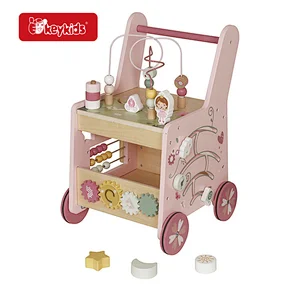 Multiple Learning Activities Push and Pull Wooden Baby Walker for Girls W16E319